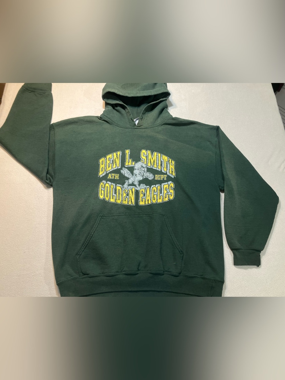Vintage Ben L Smith High School Golden Eagles Graphic Hoodie Green Size Large